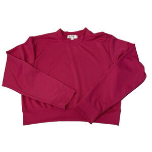 Halfheart Women's Cropped Sweatshirt Sz L Pink Pullover Long Sleeve Casual NEW